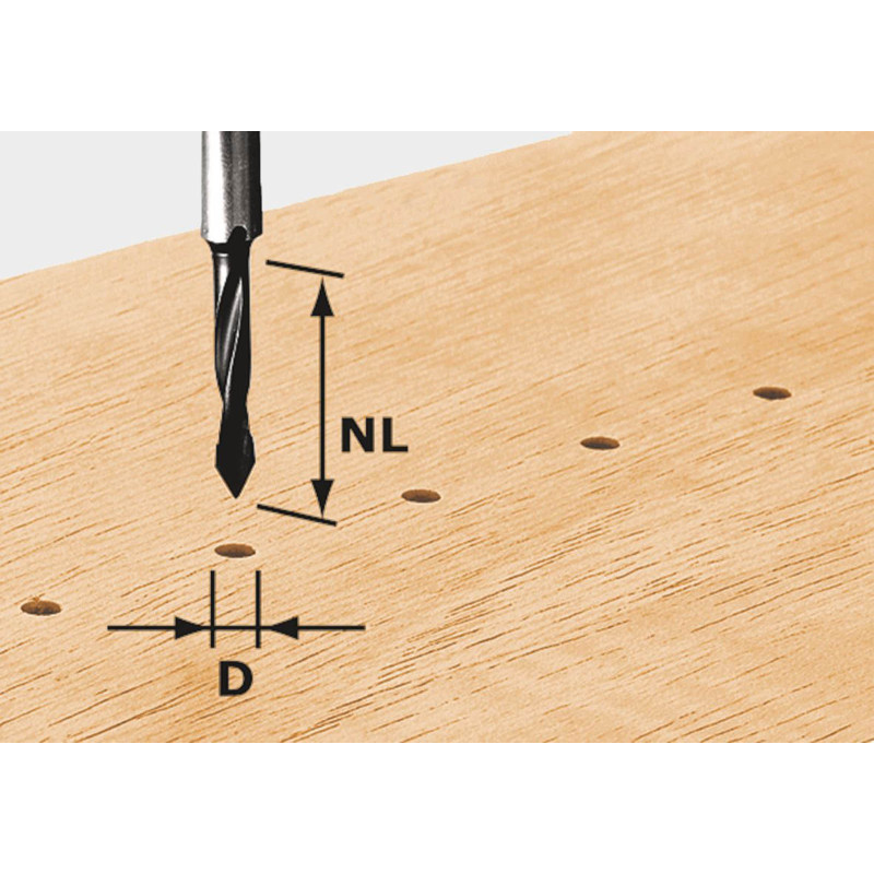Festool Wiertłofrez do otworów przelotowych HW z trzpieniem 8 mm HW S8 D5/30 491064
