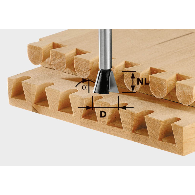 Festool Frez do płetwin i wczepów HW z trzpieniem 8 mm HW S8 D143/16/10 491164