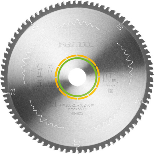 Festool  Tarcza pilarska z zębem drobnym 260x25x30 W80 494605